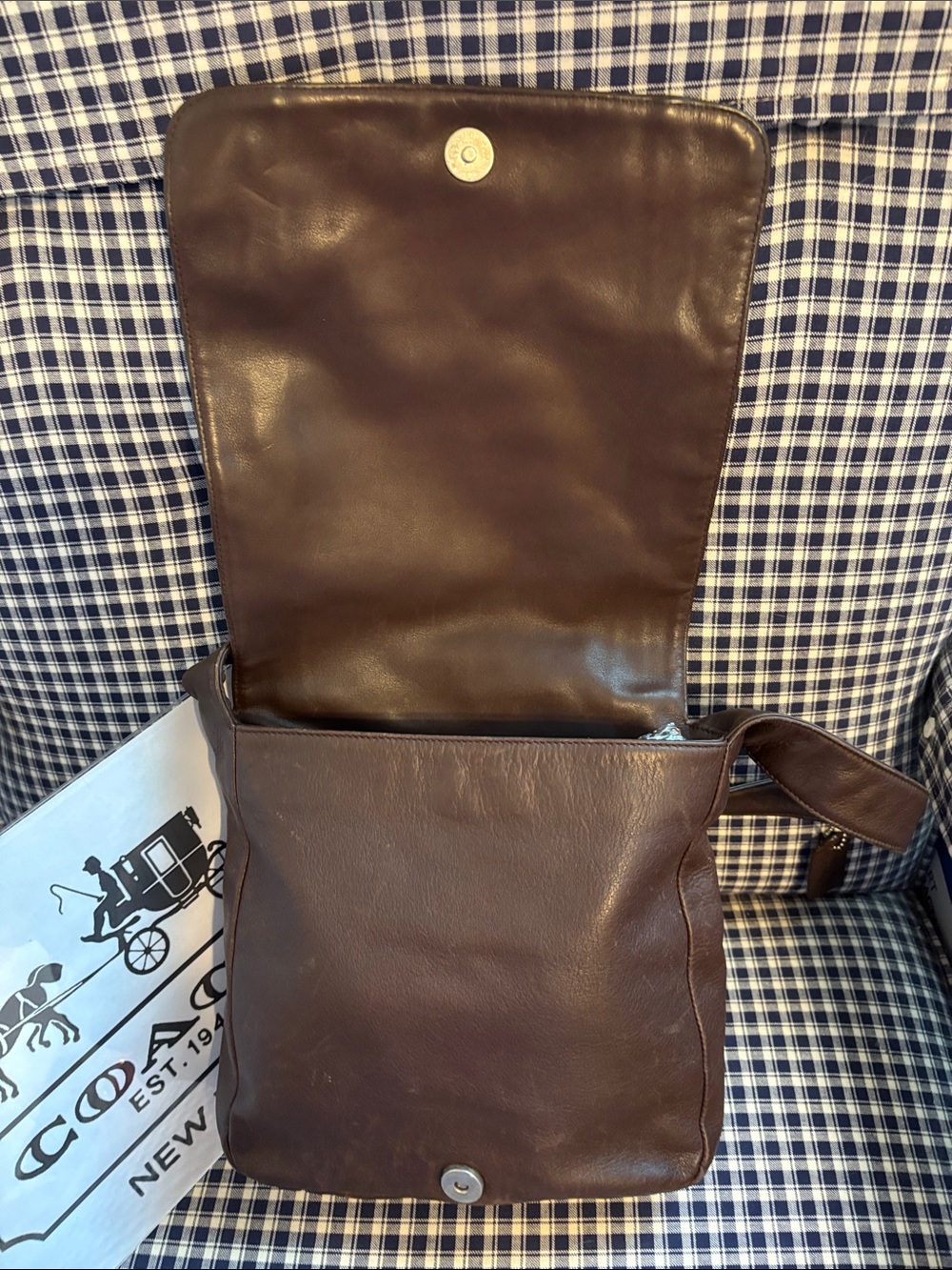 Coach 4183 Lexington flap Leather Messenger Bag vintage. 1998 Italy - Picture 7 of 13